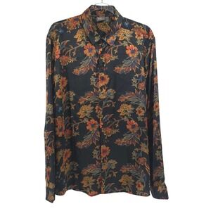 ASOS‎ Satin Floral Button Dress Shirt Mens Large